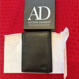 Access Denied Black Leather Trifold Wallet